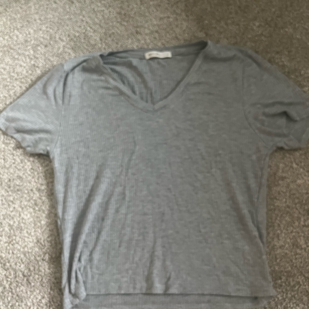 Gray V-Neck Crop Top